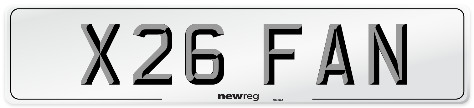 X26 FAN Number Plate from New Reg